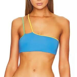 NWT Stone Fox Swim Ibiza Bikini Top XL Colorblock One-Shoulder Women's Swim Pool
